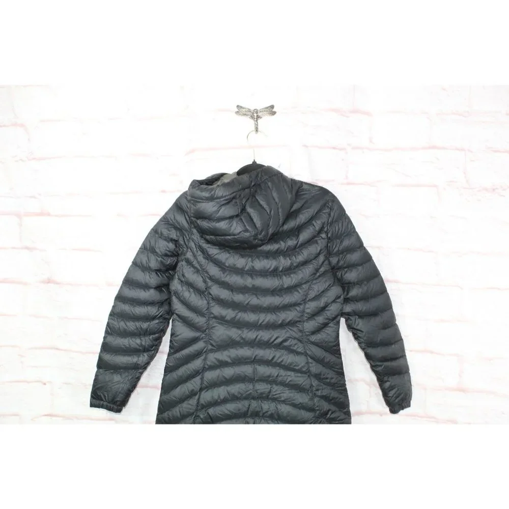 LL Bean Black Nylon Zip Hooded Ultralight Long Down Hooded Coat Size XS - Picture 5 of 12